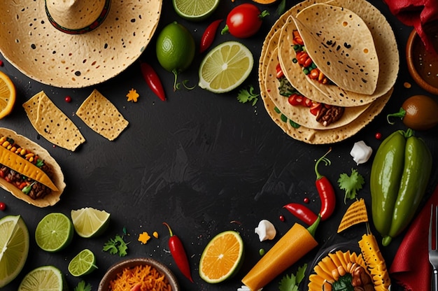 Photo creative mexican food background