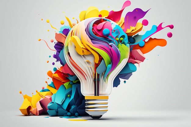 Creative Mind 3D Illustration with Light bulb Generative ai