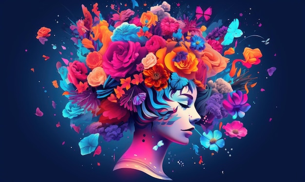 Creative Mind Colorful Background Smart Thinking Concept Generative Ai