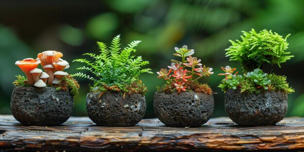 Creative Miniature Gardening Four Terracotta Planters