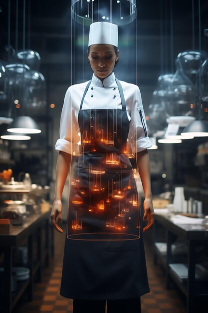 Creative Mockup of a Chef Apron in an Avant Garde Gastronomic Laborat uniform collection design