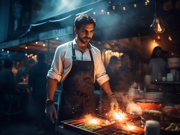 Creative Mockup of a Chef Apron Street Scene Concept Captured With a uniform collection design