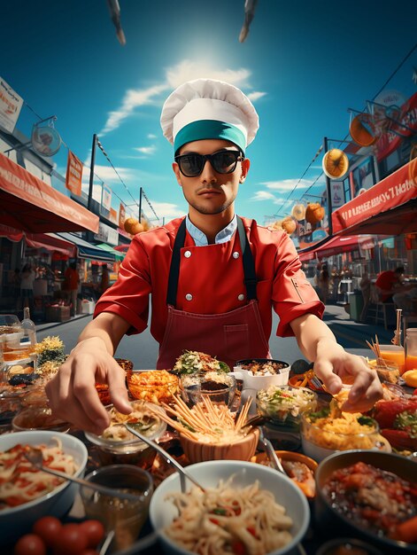 Creative Mockup of a Chef Apron Street Scene Concept Captured With a uniform collection design