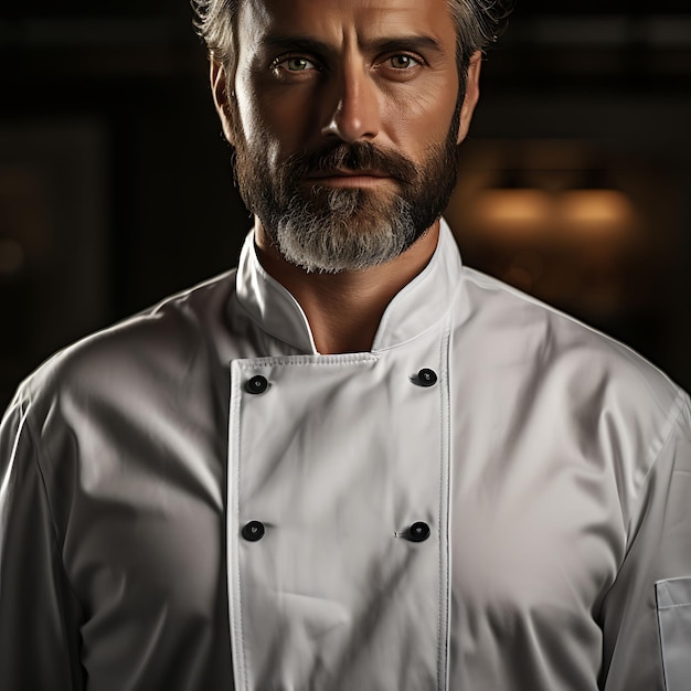 Photo creative mockup of a chef uniform photographed close up with a high c uniform collection design