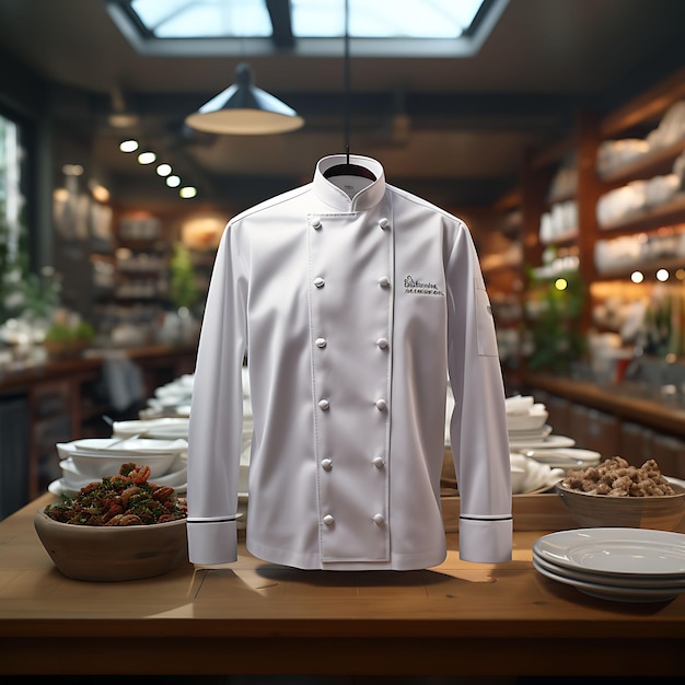 Photo creative mockup of a chefs uniform immaculately clean and spotless ca uniform collection design