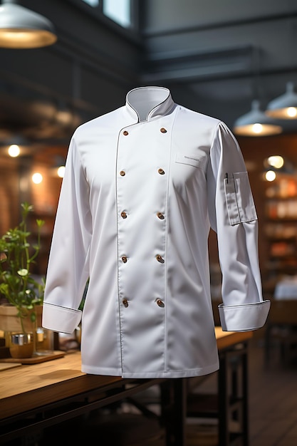 Photo creative mockup of a chefs uniform impeccably clean and flawless capt uniform collection design