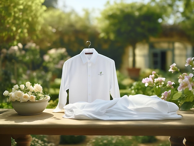 Creative Mockup of a Clean Blank White Chef Uniform in a Serene Garde uniform collection design