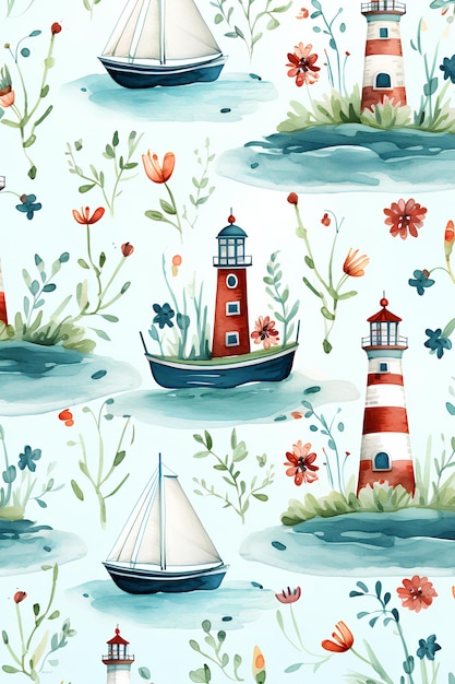 Creative Montage of Nautical Theme Patterns