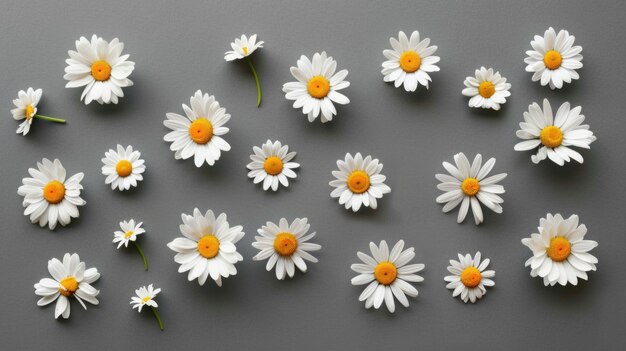 Creative pattern made of daisy flowers on pastel background with shadow