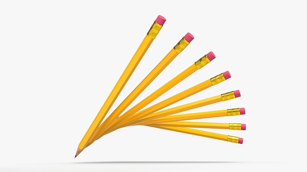 Creative pencils Levitating Abstract Pencils 3d illustration