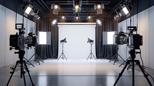 Photo creative photography studio setup featuring professional lighting and equipment for captivating portraits