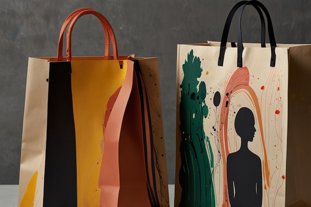 Photo creative shopping bags with artistic touches