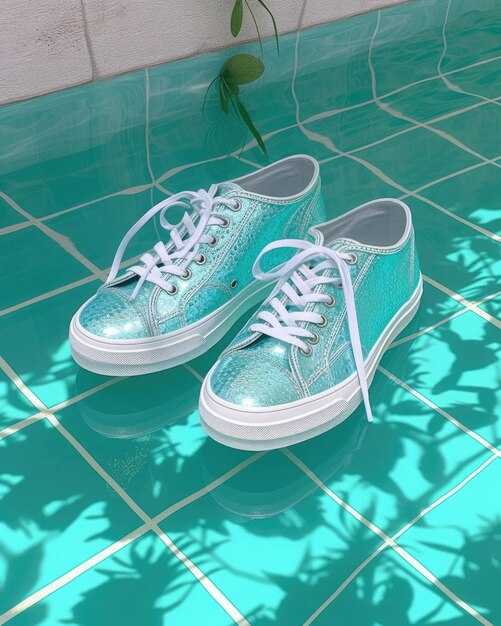 Photo creative summer background with stylish shoes generative ai