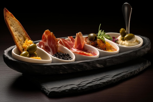 Photo creative tapas presentation fancy food image