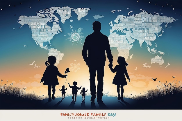 Photo creative template design for global family day international family day wishing greeting card world family day