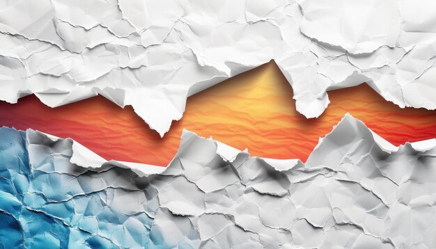 Creative Torn Paper Art Revealing Vibrant Sunset Colors Through Textured Layers