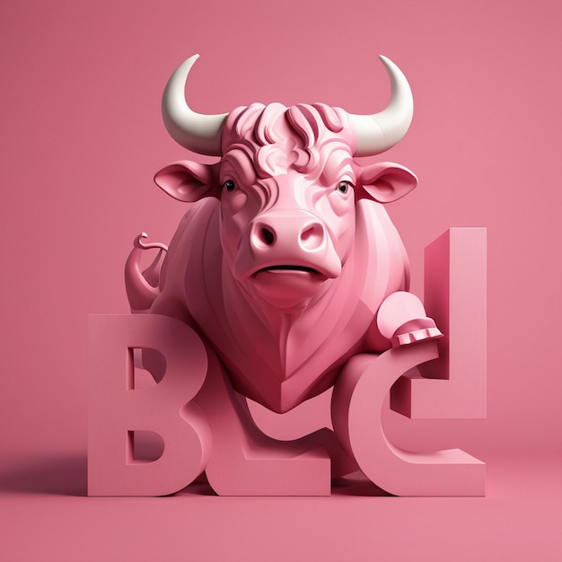 Photo creative typography art with bullthemed 3d letters on pink background