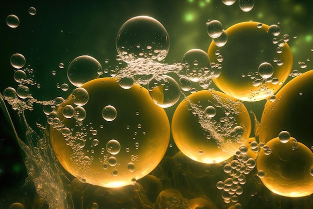 A creative underwater photograph of air bubbles in lovely lighting to create a luxurious interior