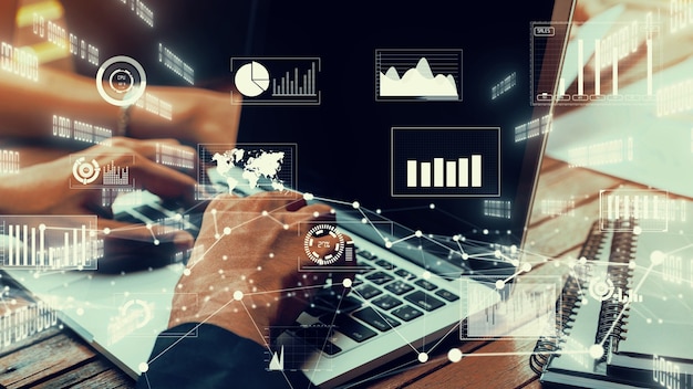 Creative visual of business data analyzing technology