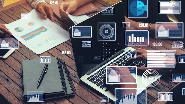 Creative visual of business data analyzing technology