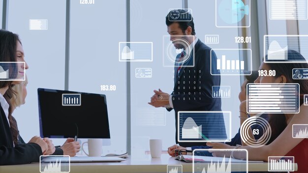 Creative visual of business data analyzing technology