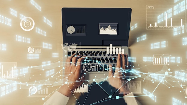 Creative visual of business data analyzing technology