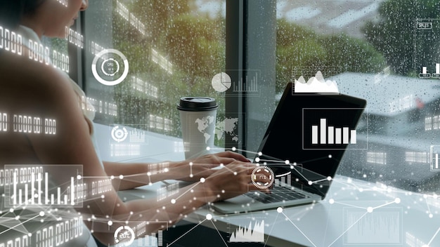 Creative visual of business data analyzing technology