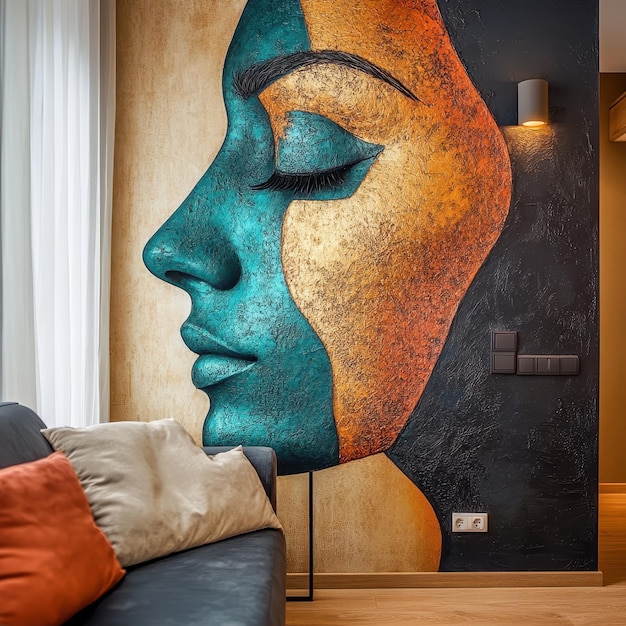 Photo creative wall art in trendy apartment