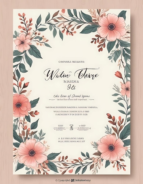 Creative Wedding Invitation Card with Floral Artwork