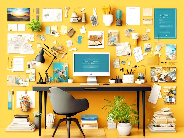 Creative Workspace Collage Template Design