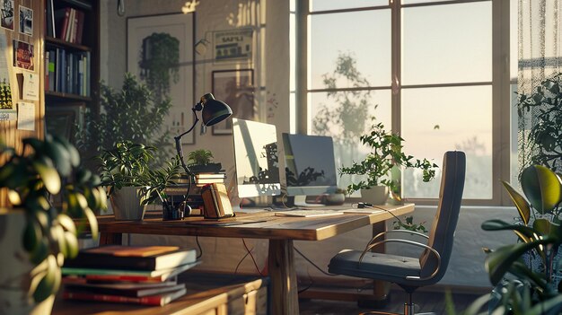 Creative Workspace with Artistic Ergonomic Chair