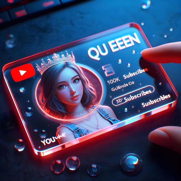 Creative YouTube Profile Card with Glowing Hologram and Sparkles