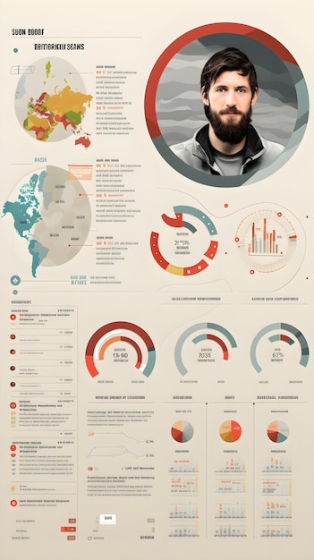 Photo creatively designed graphic cv illustrating skills experience and personal info