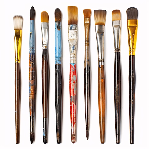 Photo creativity unleashed set of artists paintbrushes on white background