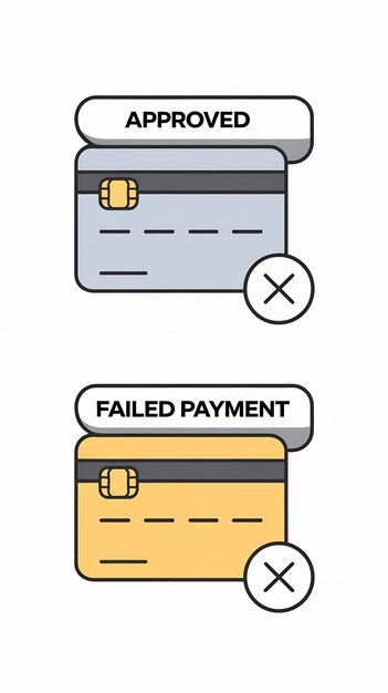 Credit card actions vector design Approved and Failed Payment icon