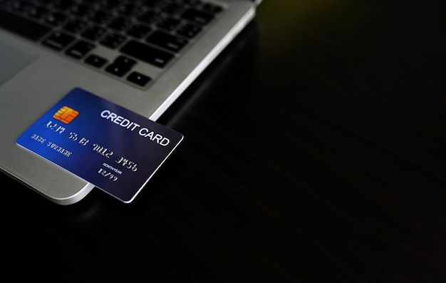 Credit card close up shot concept of online shopping,Copy space