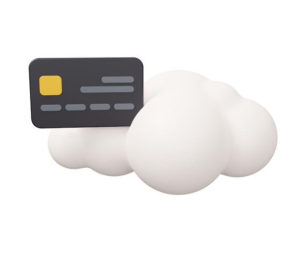 Credit card cloud 3d illustration Minimal 3d render illustration isolated on white background