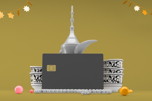 Credit Card Front Side In Eid Themed Background