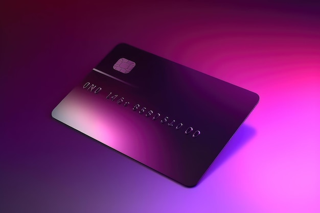 Credit card on purple monochrome Minimalist 3D AI generated