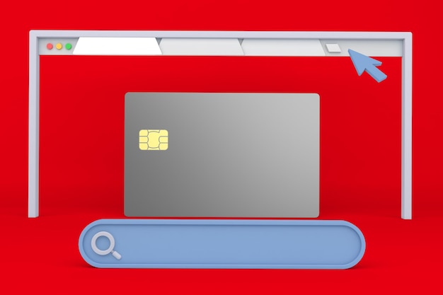 Credit Card and Website Icons Front Side In Red Background