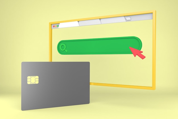 Credit Card and Website Icons Left Side In Yellow Background