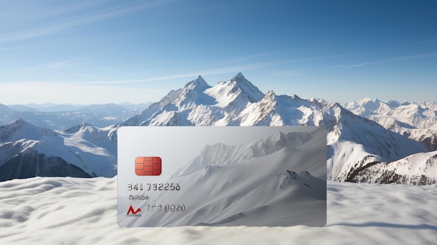 Credit card with design mountain background AI generated image