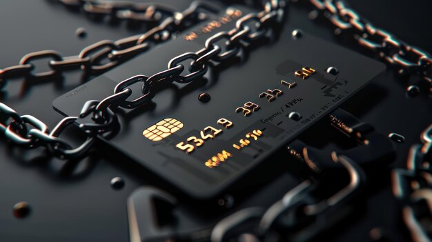 Photo credit card with a lock and chain around it