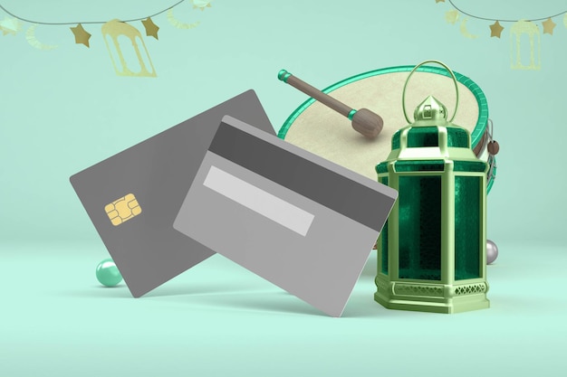 Credit Cards Left Side In Ramadan Themed Background