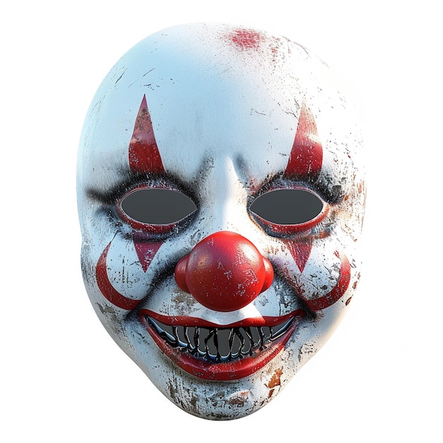 Photo a creepy clown mask with sinister smile and red accents evokes halloween chills