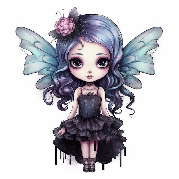 Creepy cute pastel goth fairy clipart on a white background no text v 52 Job ID 2a34556dc206473195030115bd2a3b79