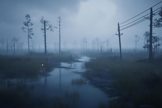 Photo creepy gloomy swamp photo