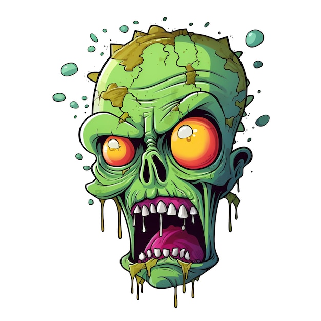 Photo a creepy green zombie in cartoon style on a white background