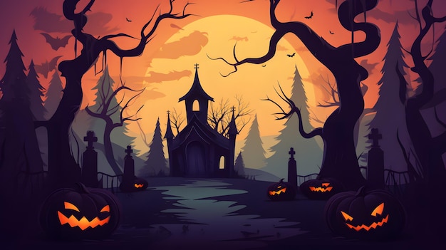 Creepy Halloween Night Monsters Pumpkins and Mystique UHD Illustrations