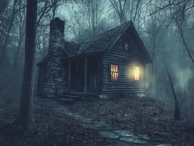 Photo creepy old cabin